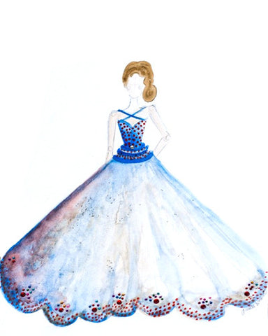 "Blue Gown" Watercolor