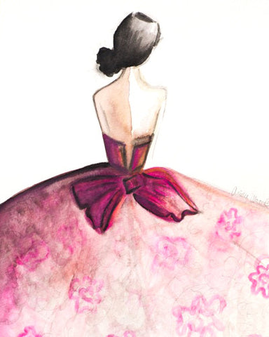 “Pink Couture Floral Gown” Watercolor