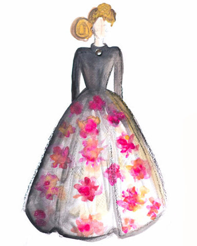 “Downtown Abbey Gown” Watercolor