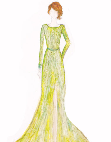 “Emma Stone Green Gown” Watercolor