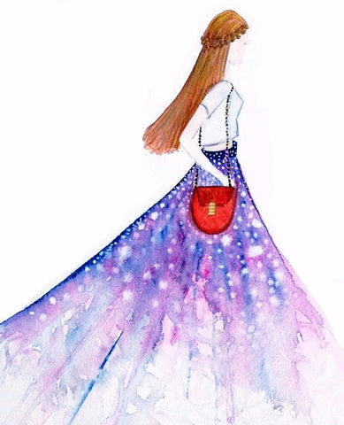 “Purple Boho Gown” Watercolor