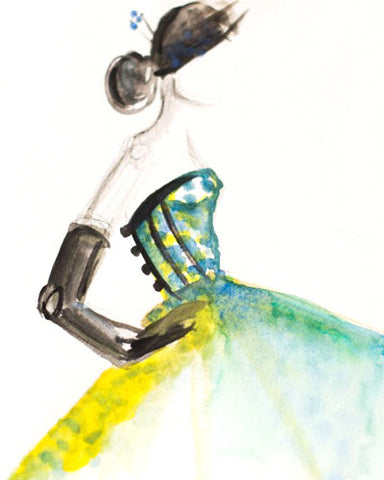“Green Couture Gown” Watercolor