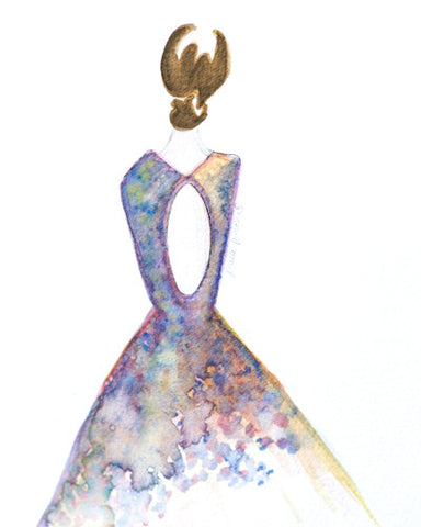 “Open Back Gown” Watercolor