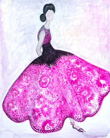 “Pink Textured Gown” Watercolor