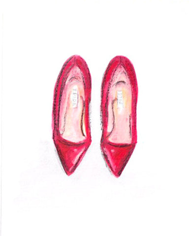 “Dorthy's Red Dior Pumps” Watercolor